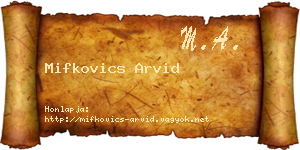 Mifkovics Arvid névjegykártya